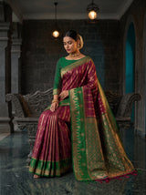 MIMOSA Wine Kanjivaram Art Silk Saree — pose 8 styling detail
