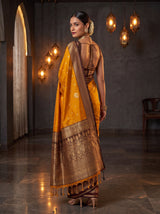 MIMOSA Mustard Kanjivaram Art Silk Saree — pose 7 styling detail