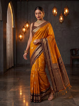 MIMOSA Mustard Kanjivaram Art Silk Saree — pose 9 styling detail
