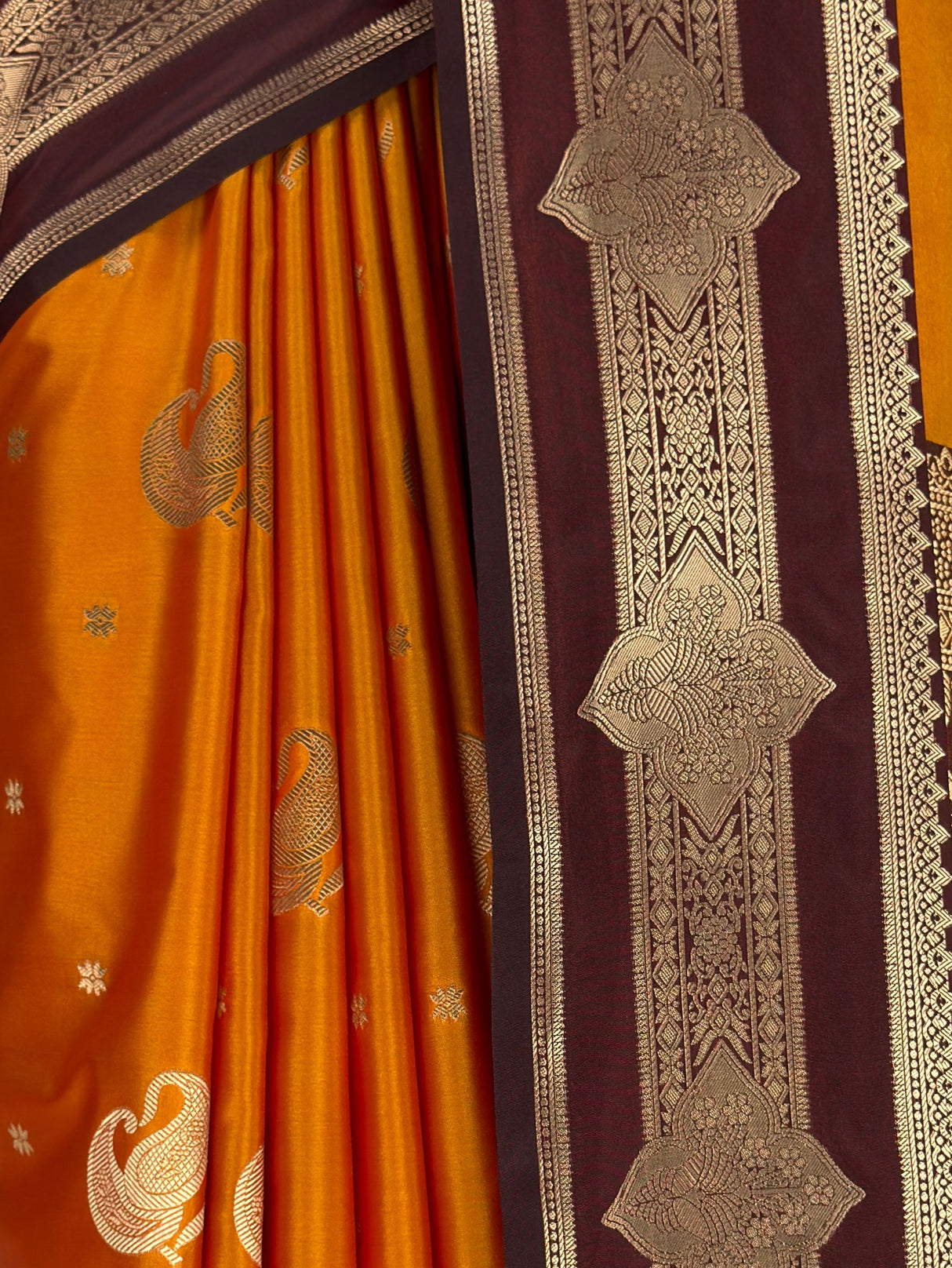 MIMOSA Mustard Kanjivaram Art Silk Saree — fleets shot full lifestyle