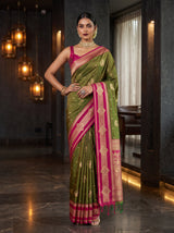 MIMOSA Olive Kanjivaram Art Silk Saree — pose 4 styling detail