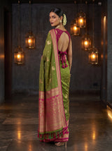 MIMOSA Olive Kanjivaram Art Silk Saree — pose 5 styling detail