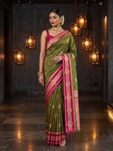 MIMOSA Olive Kanjivaram Art Silk Saree — pose 9 styling detail