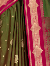 MIMOSA Olive Kanjivaram Art Silk Saree — fleets shot full lifestyle