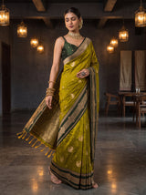 MIMOSA Pista Kanjivaram Art Silk Saree — pose 9 styling detail