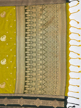 MIMOSA Pista Kanjivaram Art Silk Saree — pallu and zari work detail