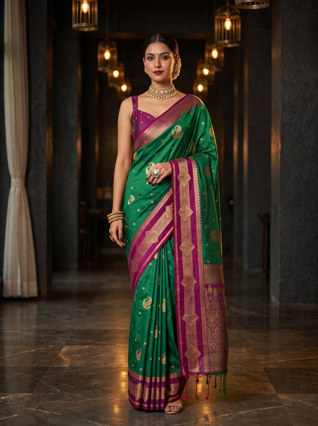 MIMOSA Rama Kanjivaram Art Silk Saree — Model lifestyle pose