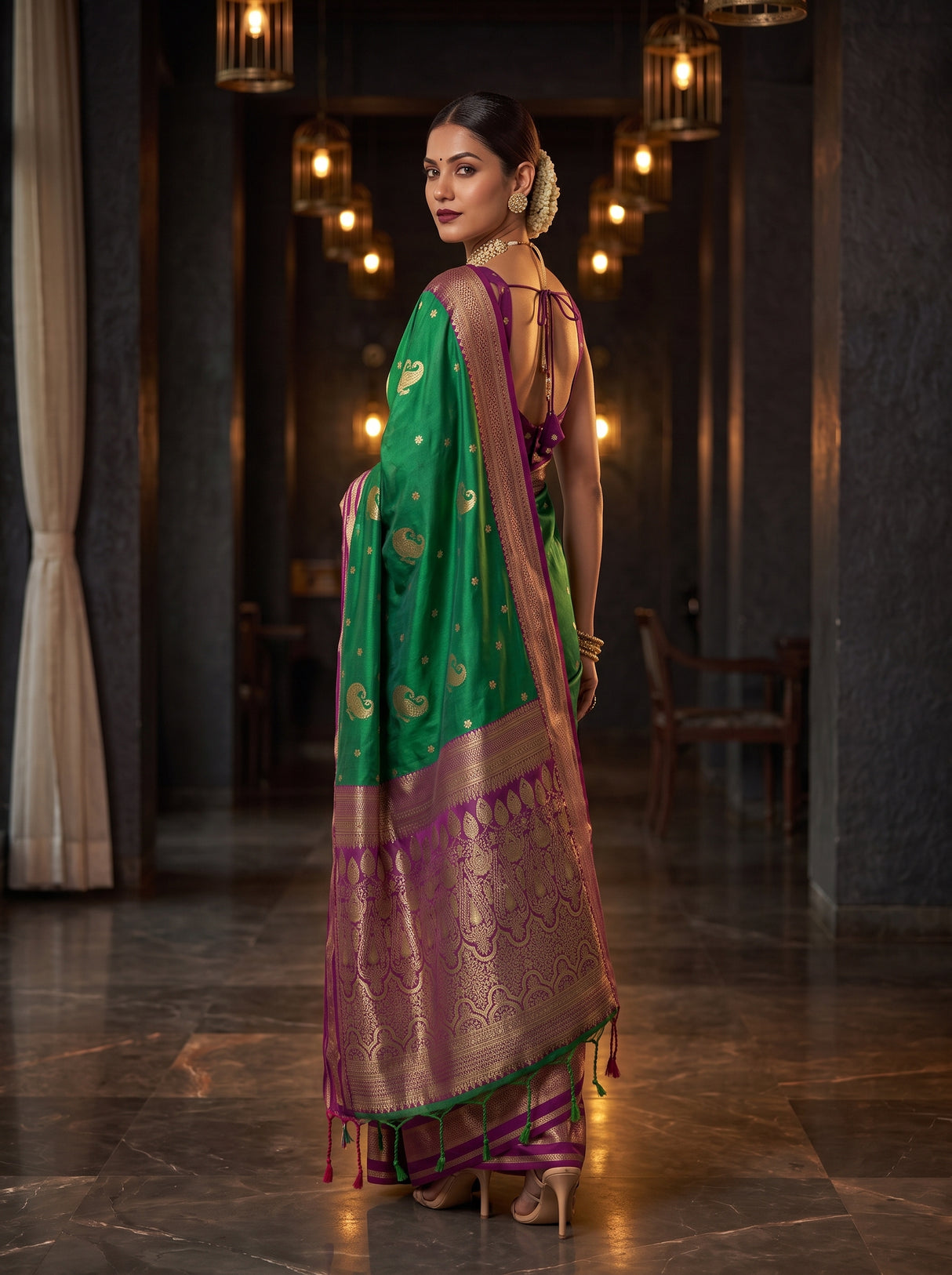 MIMOSA Rama Kanjivaram Art Silk Saree — pose 7 styling detail