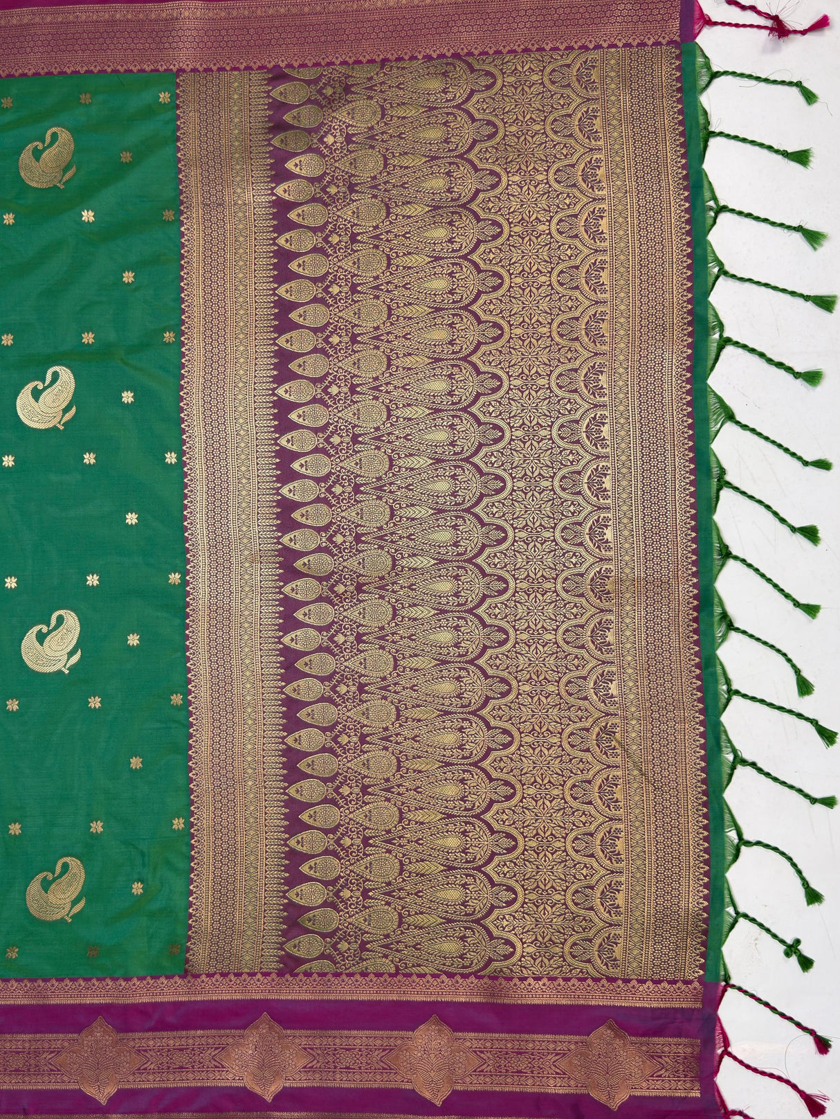 MIMOSA Rama Kanjivaram Art Silk Saree — pallu and zari work detail