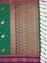 MIMOSA Rama Kanjivaram Art Silk Saree — pallu and zari work detail