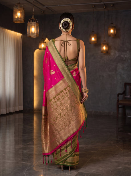 MIMOSA Rani Kanjivaram Art Silk Saree — Saree shot pallu and body