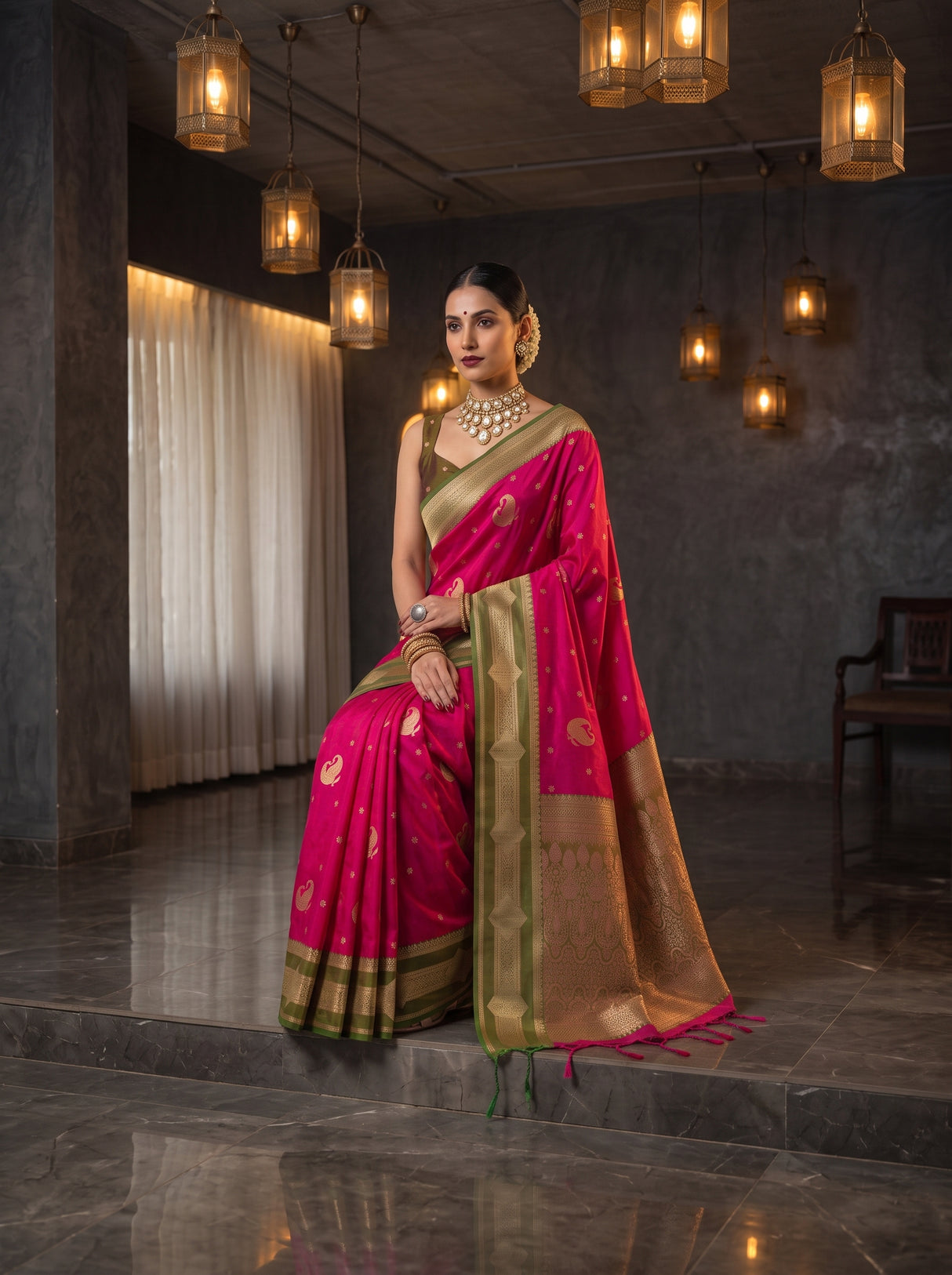 MIMOSA Rani Kanjivaram Art Silk Saree — pose 8 styling detail