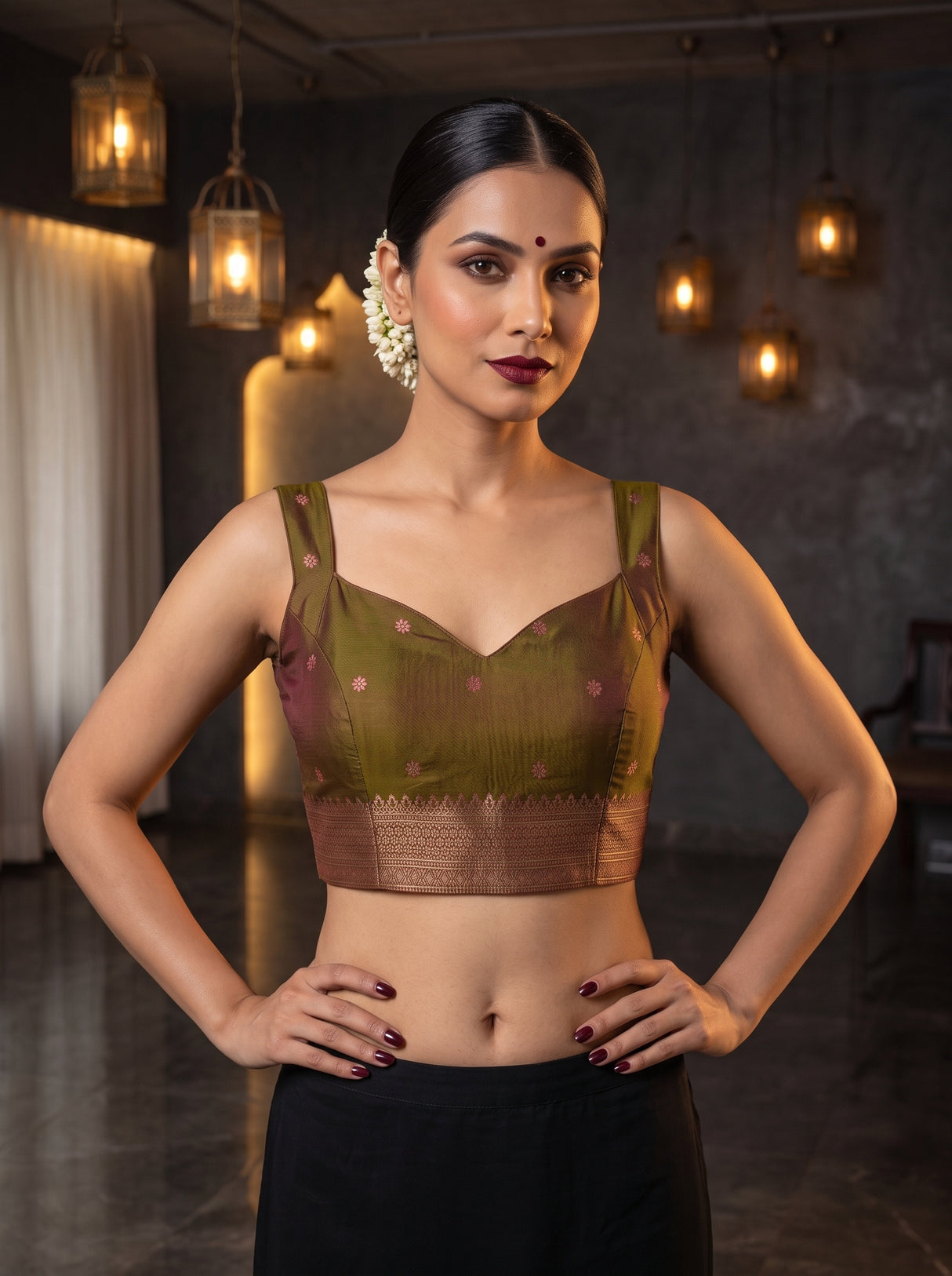 MIMOSA Rani Kanjivaram Art Silk Saree — blouse close-up