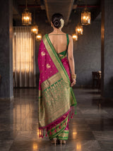 MIMOSA Wine Kanjivaram Art Silk Saree — Saree shot pallu and body