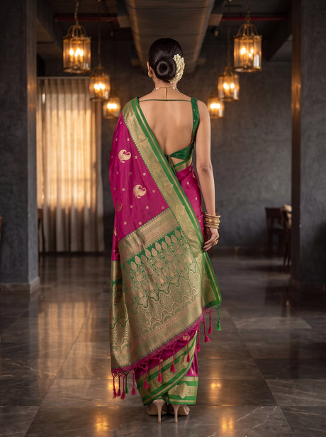 MIMOSA Wine Kanjivaram Art Silk Saree — Saree shot pallu and body