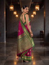 MIMOSA Wine Kanjivaram Art Silk Saree — pose 5 styling detail