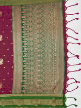 MIMOSA Wine Kanjivaram Art Silk Saree — pallu and zari work detail