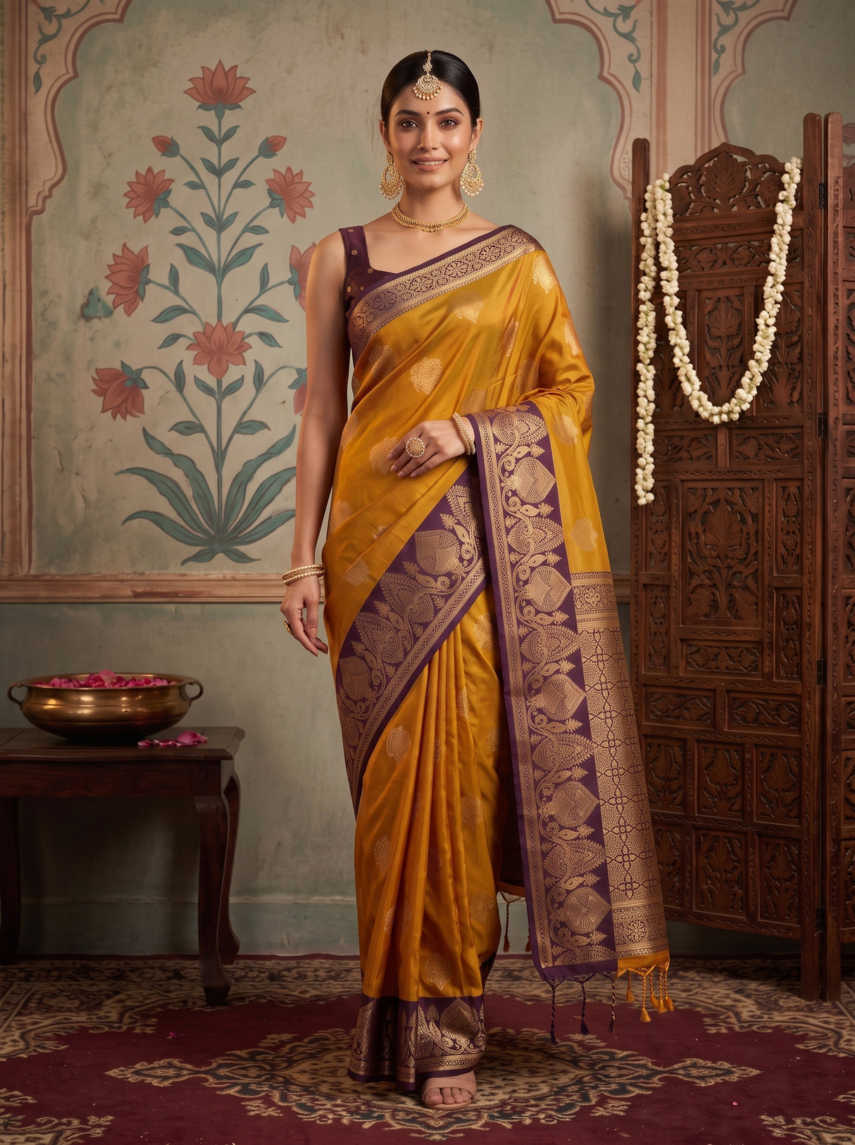 MIMOSA Mustard Saree Saree — pose 6 styling detail