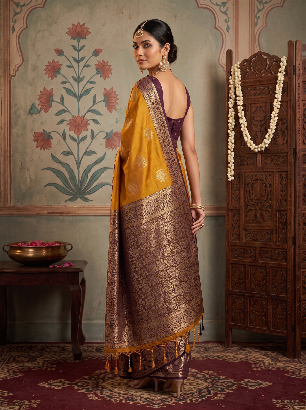 MIMOSA Mustard Saree Saree — pose 7 styling detail