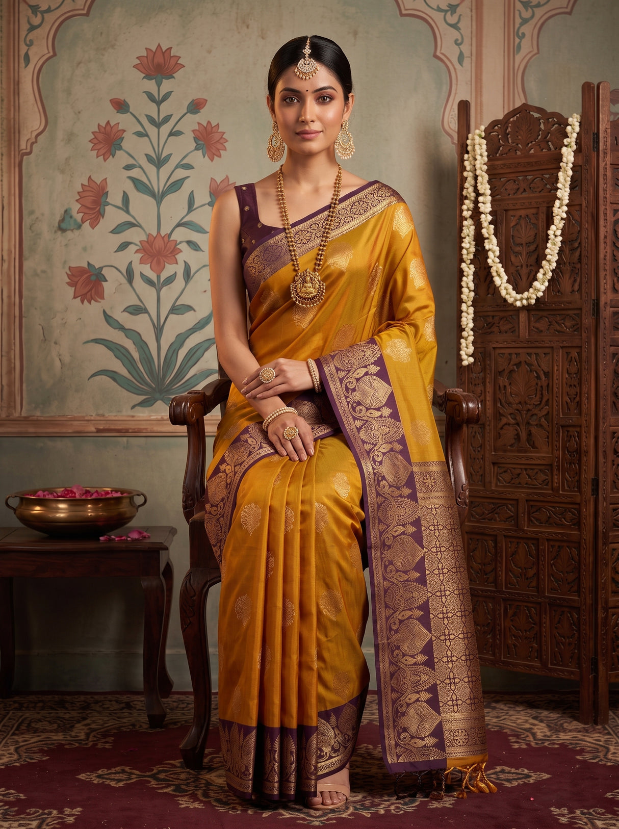 MIMOSA Mustard Saree Saree — pose 8 styling detail