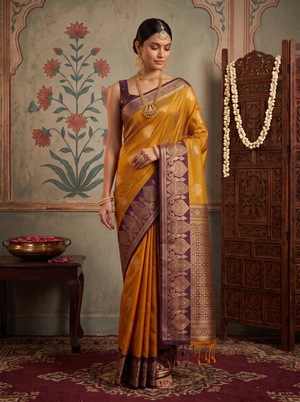 MIMOSA Mustard Saree Saree — pose 9 styling detail