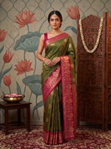 MIMOSA Olive Saree Saree — pose 10 styling detail