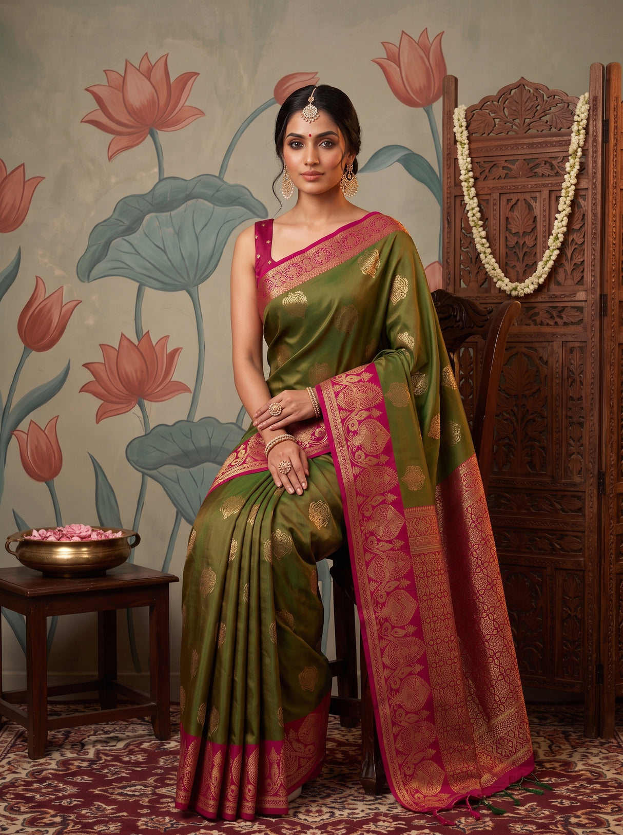 MIMOSA Olive Saree Saree — pose 8 styling detail