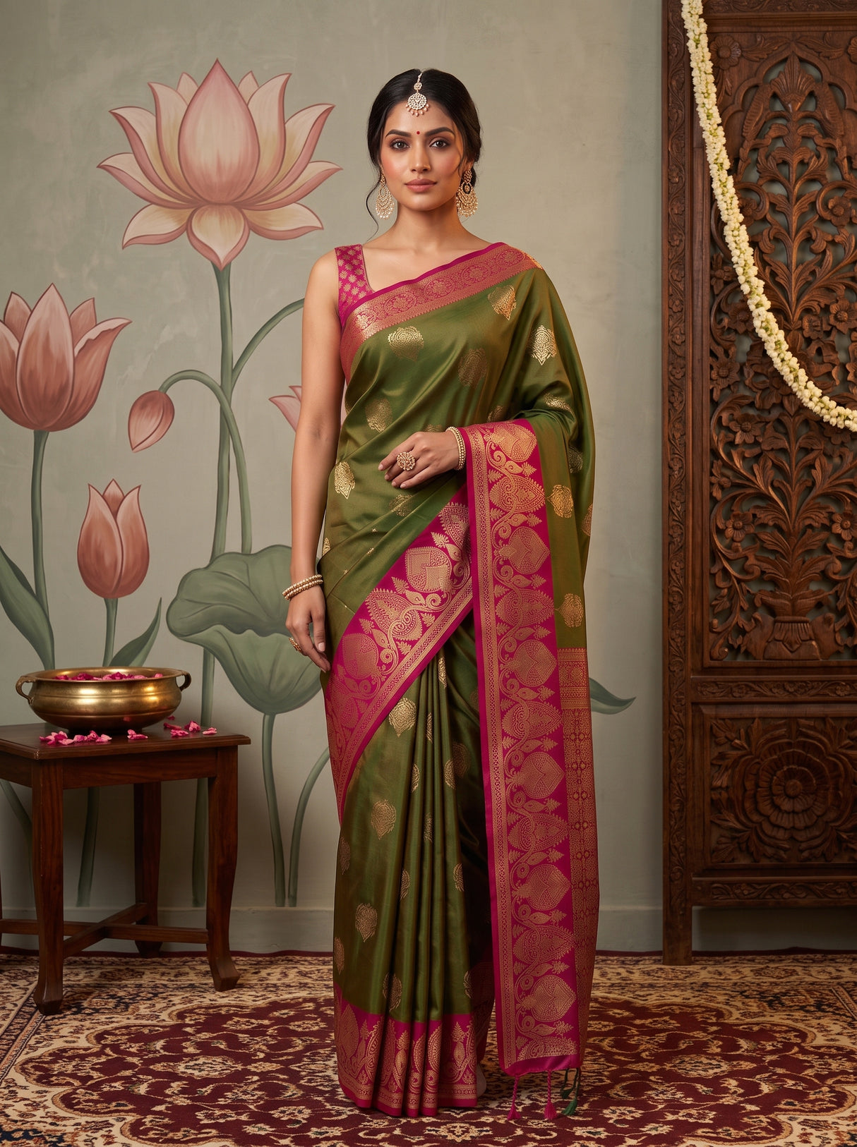 MIMOSA Olive Saree Saree — pose 9 styling detail