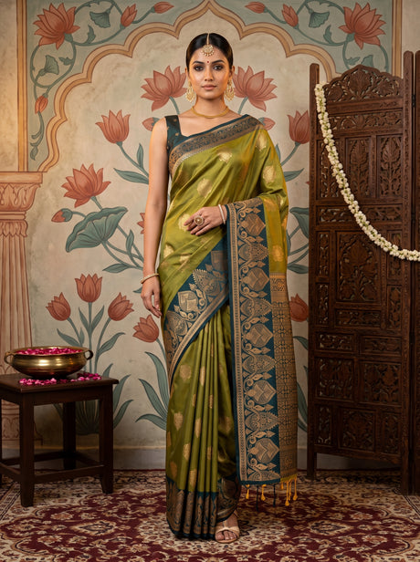MIMOSA Pista Saree Saree — front view on mannequin