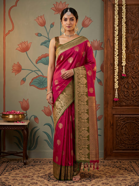 MIMOSA Rani Saree Saree — front view on mannequin