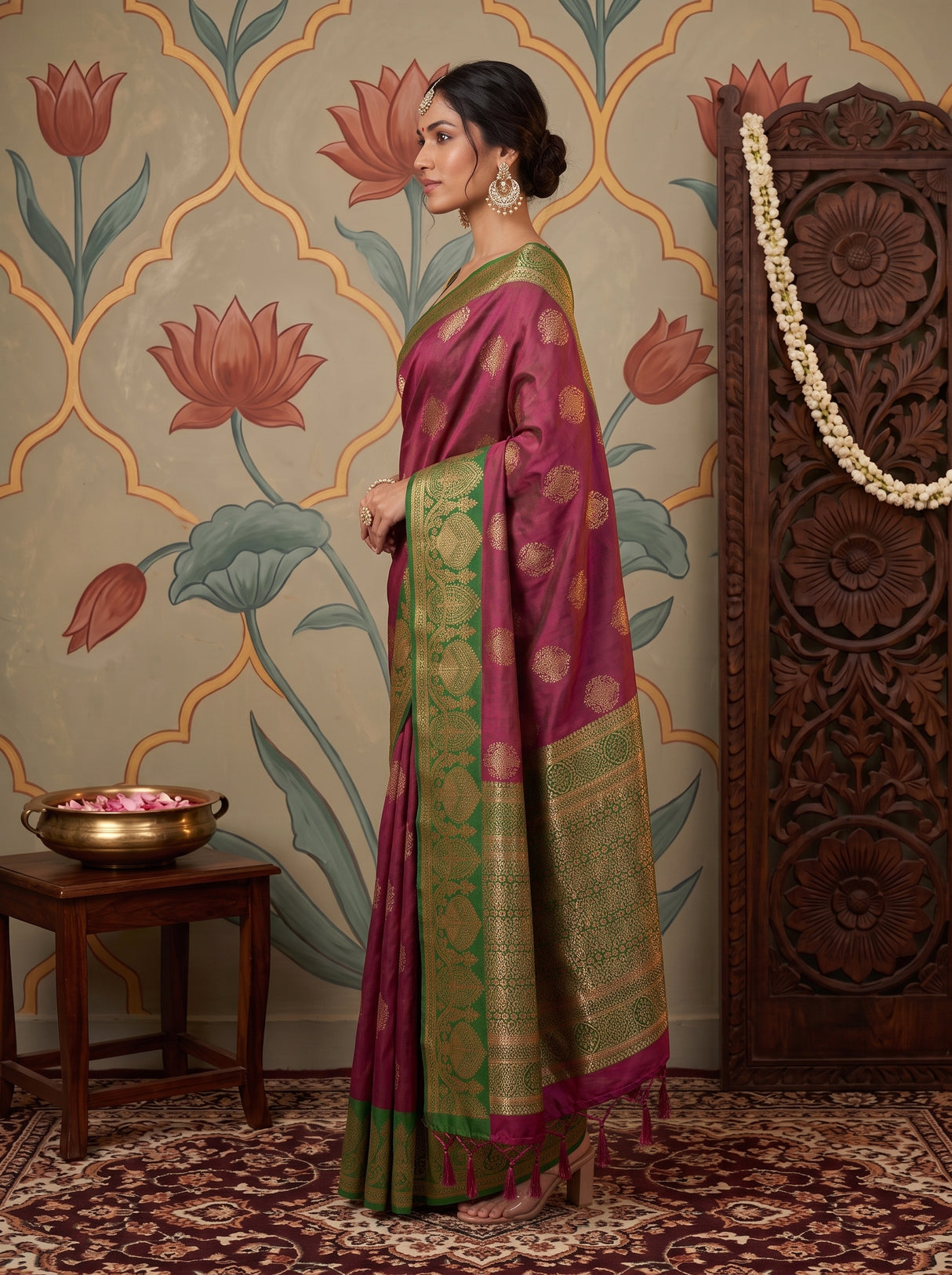 MIMOSA Wine Saree Saree — pose 3 styling detail