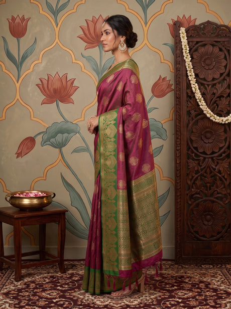 MIMOSA Wine Saree Saree — pose 3 styling detail
