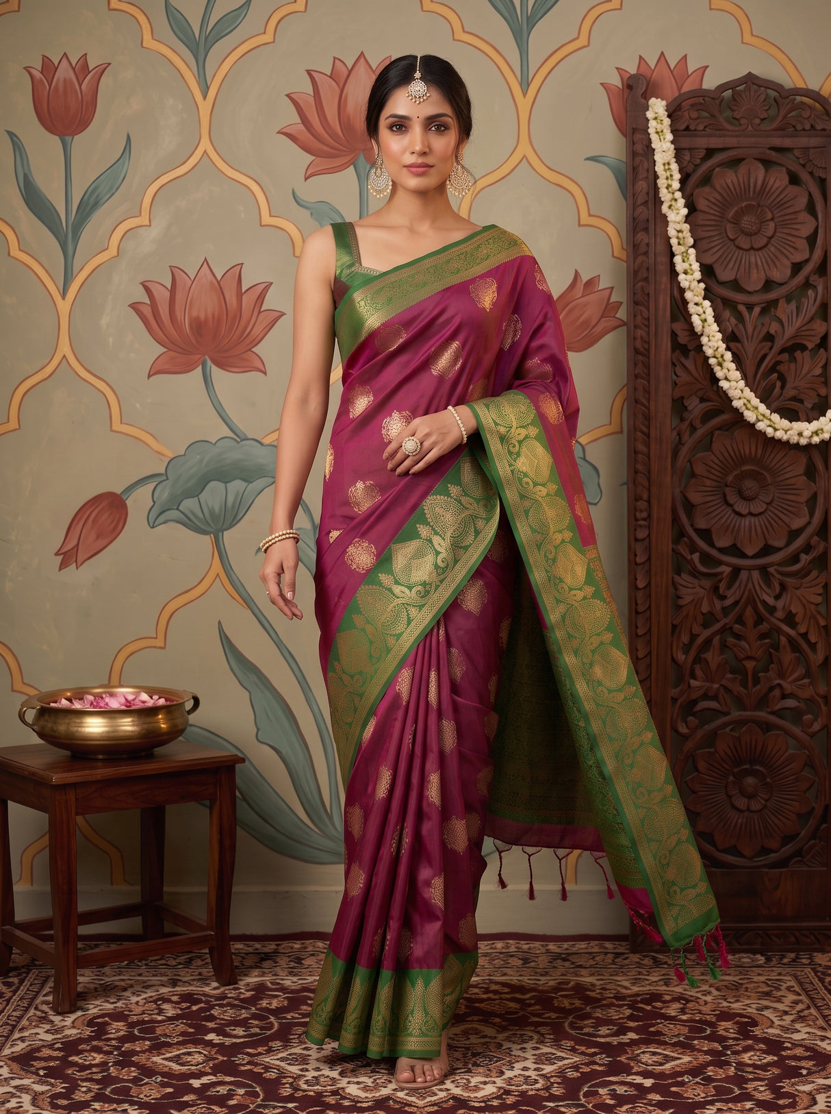 MIMOSA Wine Saree Saree — pose 6 styling detail