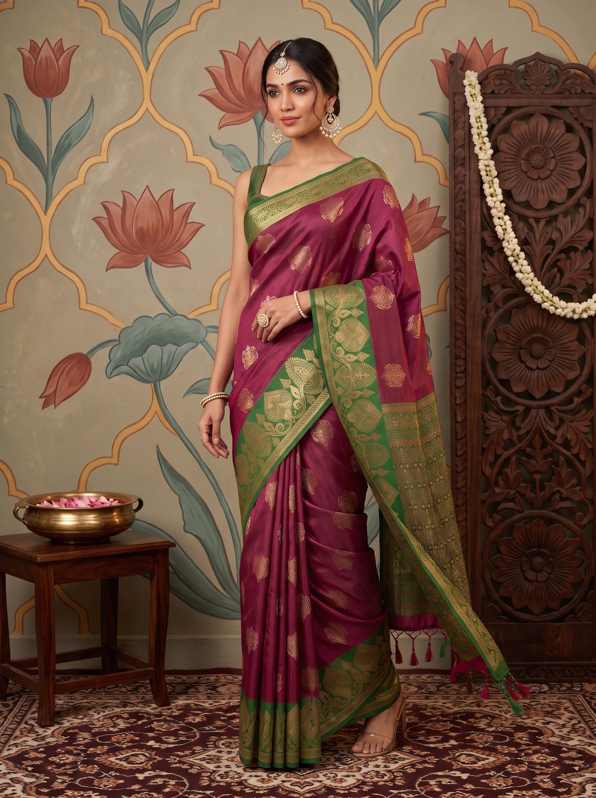 MIMOSA Wine Saree Saree — pose 9 styling detail