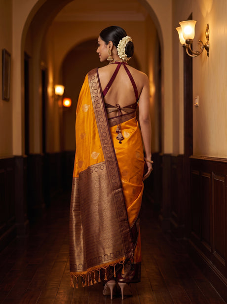 MIMOSA Mustard Saree Saree — pose 2 styling detail