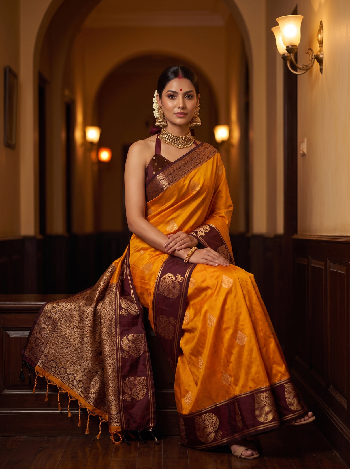 MIMOSA Mustard Saree Saree — pose 8 styling detail