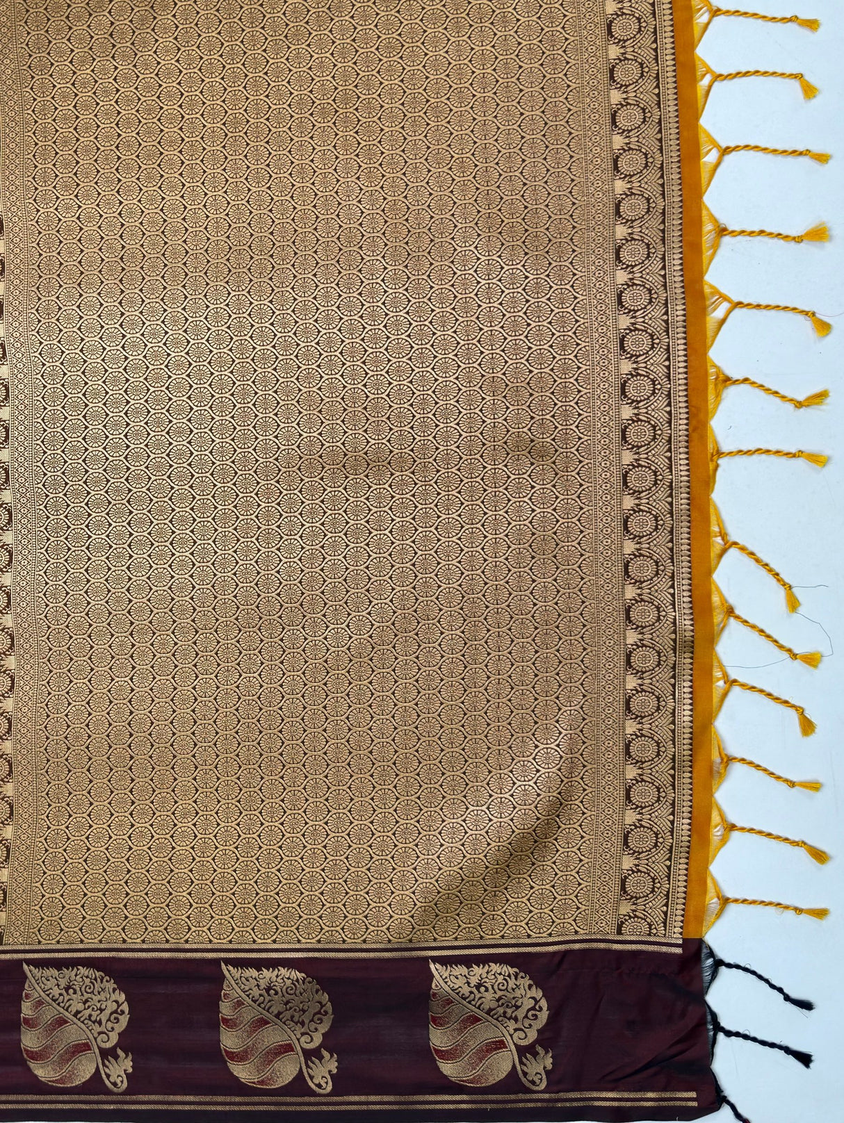 MIMOSA Mustard Saree Saree — pallu and zari work detail