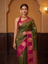 MIMOSA Olive Saree Saree — pose 10 styling detail