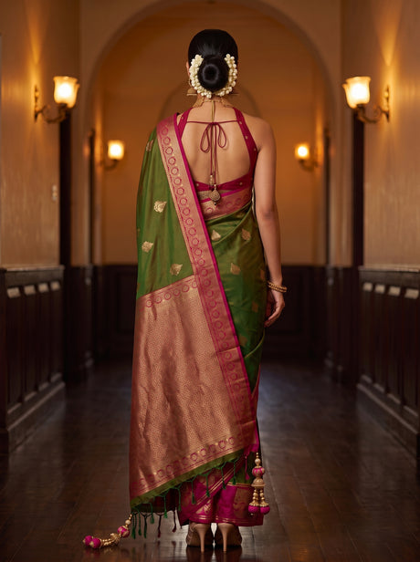 MIMOSA Olive Saree Saree — pose 2 styling detail