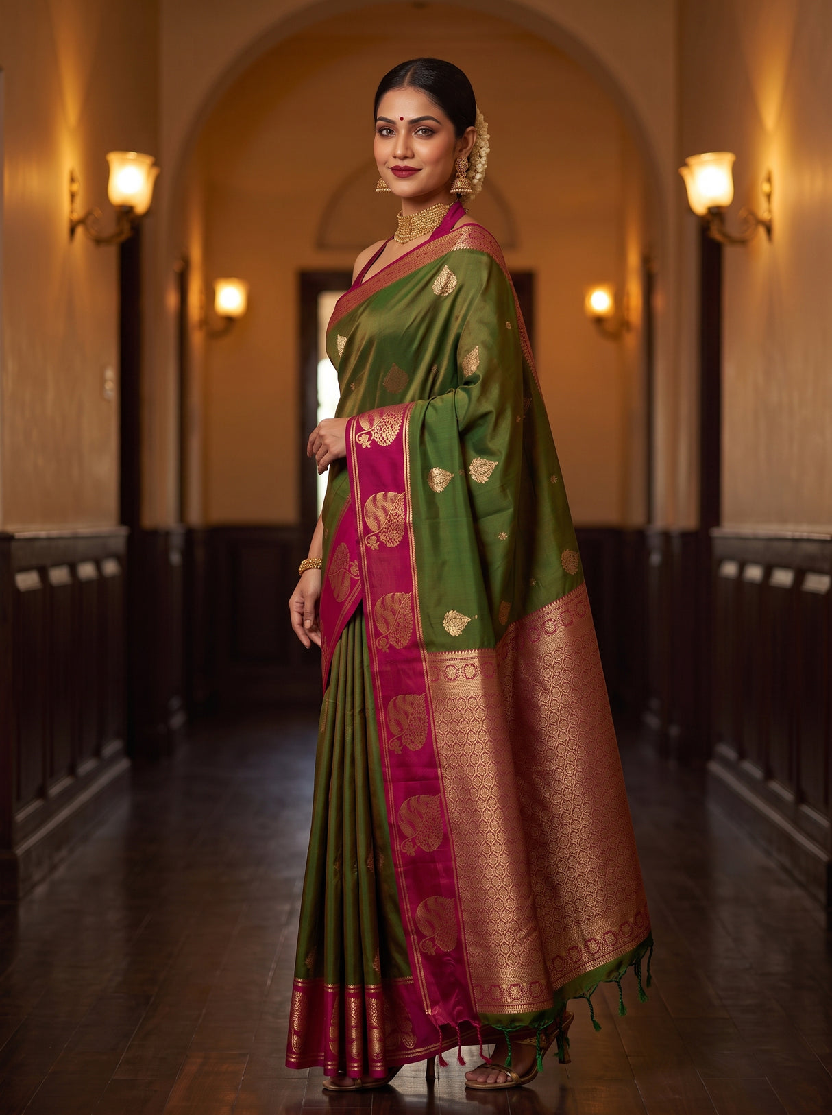 MIMOSA Olive Saree Saree — pose 9 styling detail