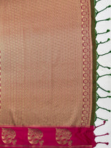 MIMOSA Olive Saree Saree — pallu and zari work detail