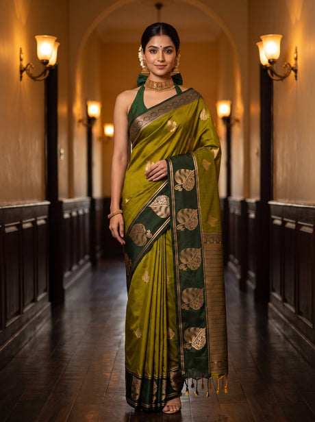 MIMOSA Pista Saree Saree — front view on mannequin