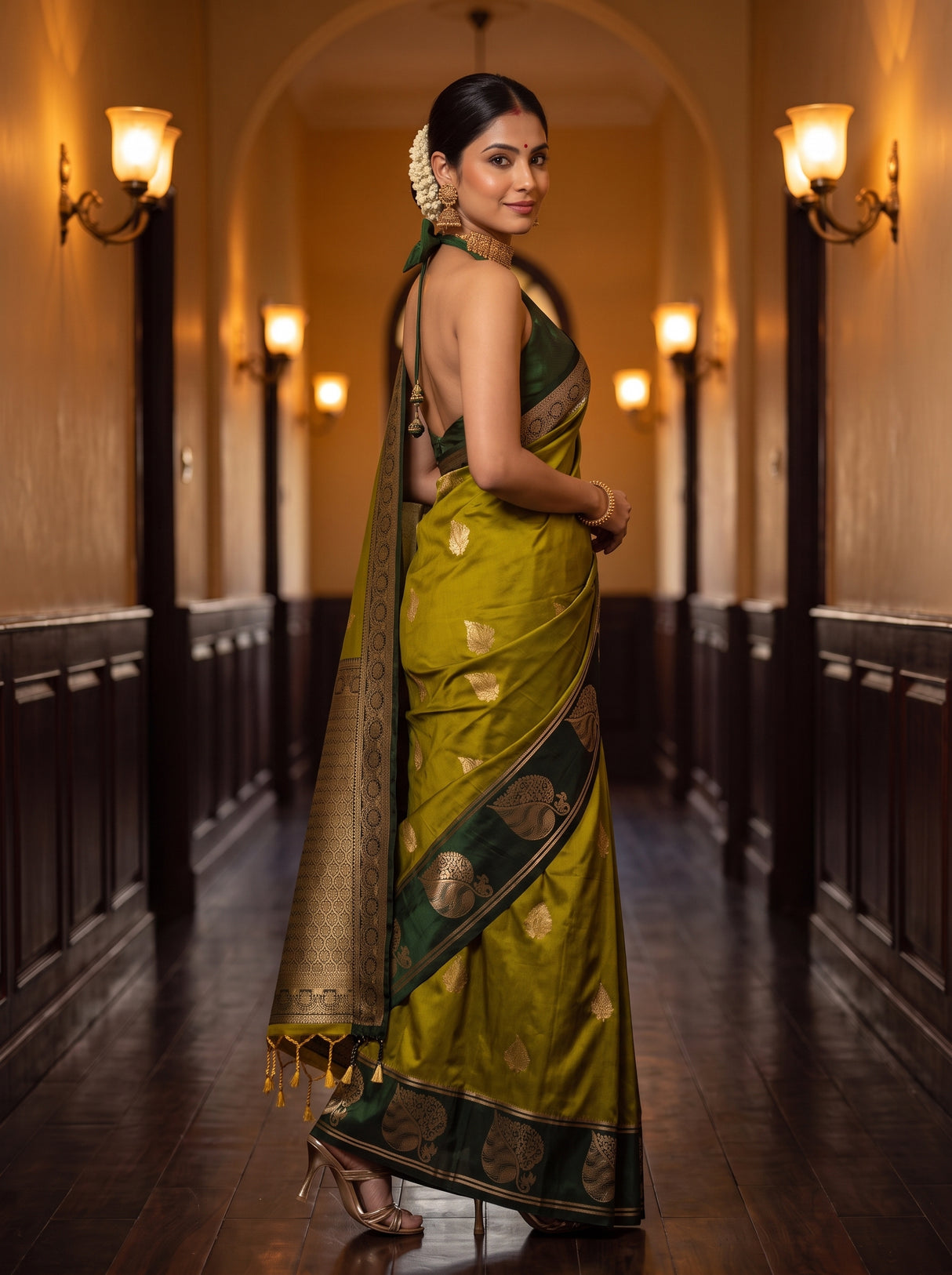 MIMOSA Pista Saree Saree — pose 5 styling detail