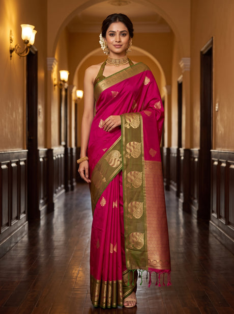 MIMOSA Rani Saree Saree — front view on mannequin