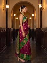 MIMOSA Wine Saree Saree — pose 3 styling detail