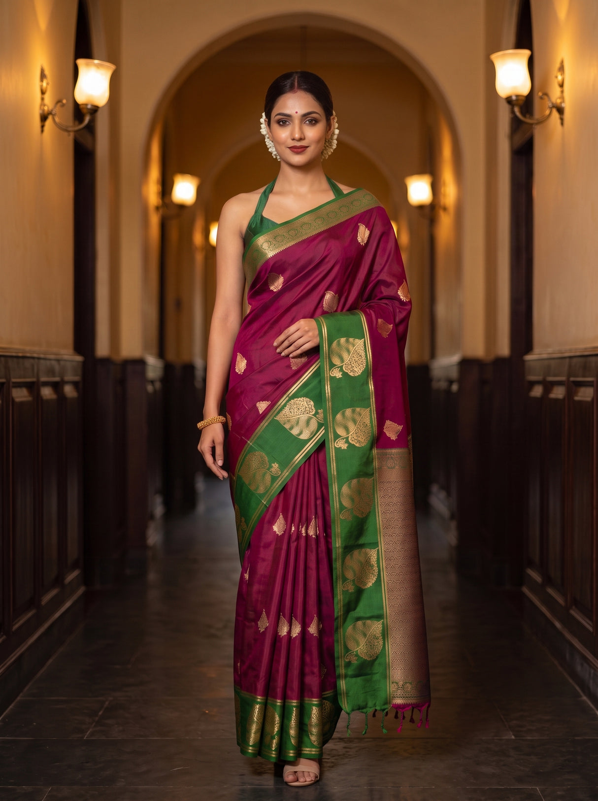 MIMOSA Wine Saree Saree — pose 6 styling detail