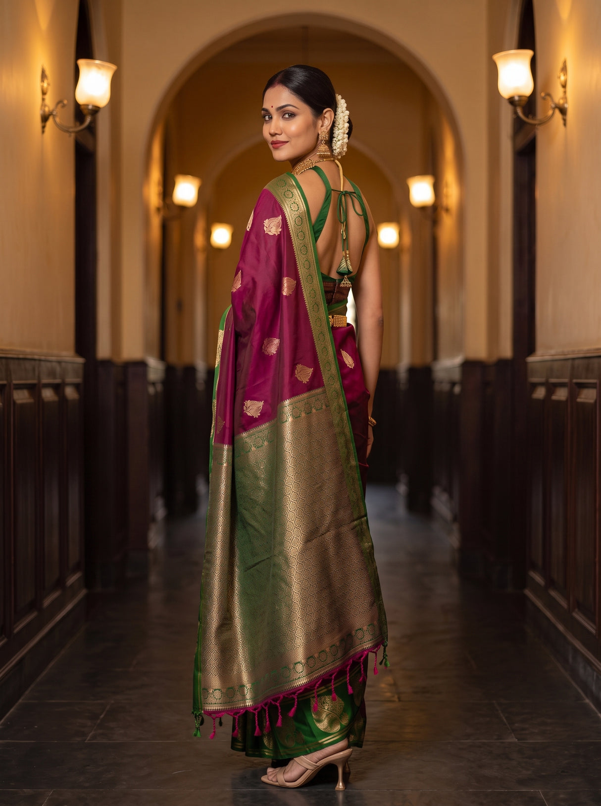 MIMOSA Wine Saree Saree — pose 7 styling detail