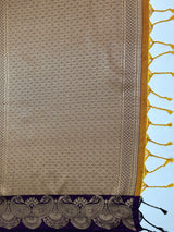 MIMOSA Mustard Saree Saree — pallu and zari work detail