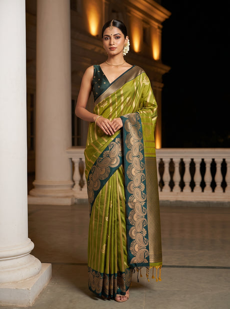 MIMOSA Pista Saree Saree — front view on mannequin