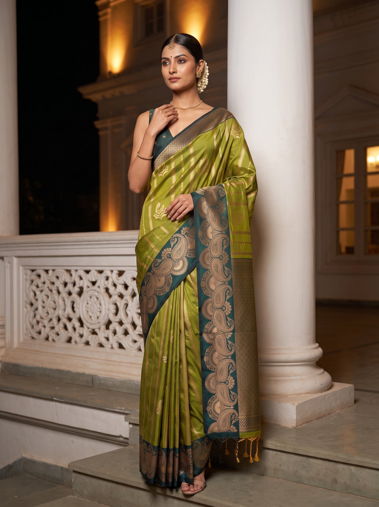 MIMOSA Pista Saree Saree — pose 5 styling detail